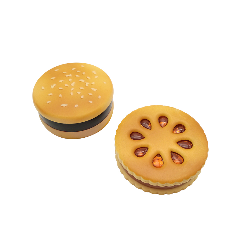 

3 layer Newest Creative Delicious hamburger biscuit zinc alloy metal herb smoking tobacco herb grinder smoking use