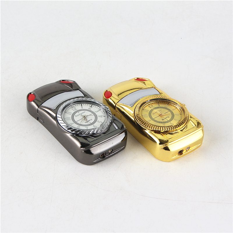 

Cigarette Accessories Senior Gift Butane Gas Lighter Colored Lights Flashing Clock Torch Lighter