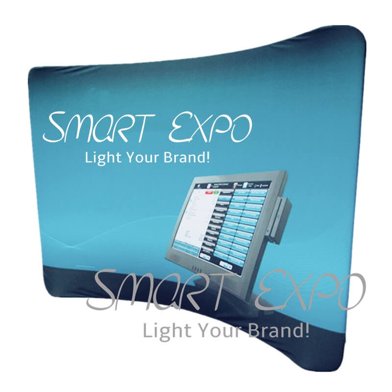

20ft Horizontal Curved Wave Line Fabric Display With Thick Aluminum Tube Tension Fabric Printed Graphic Portable Carry Bag