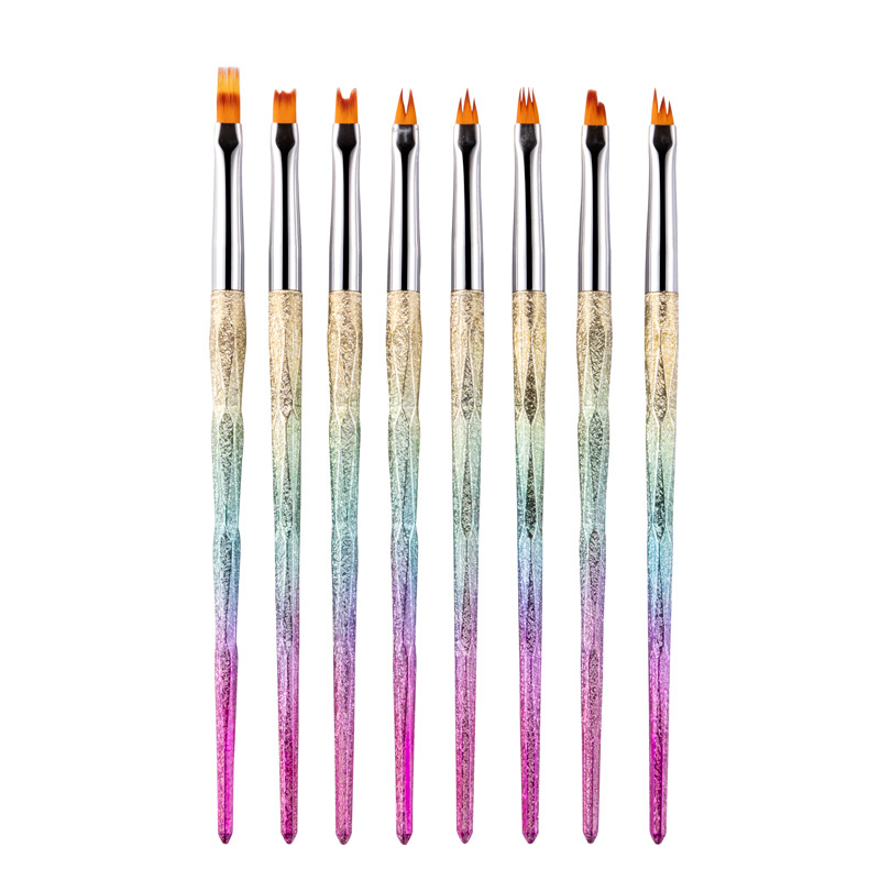

8pcs/lot Gradient Mermaid Nail Art Brush Painting Flowers Lines Shading Pen UV Gel Nail Art Drawing Tools