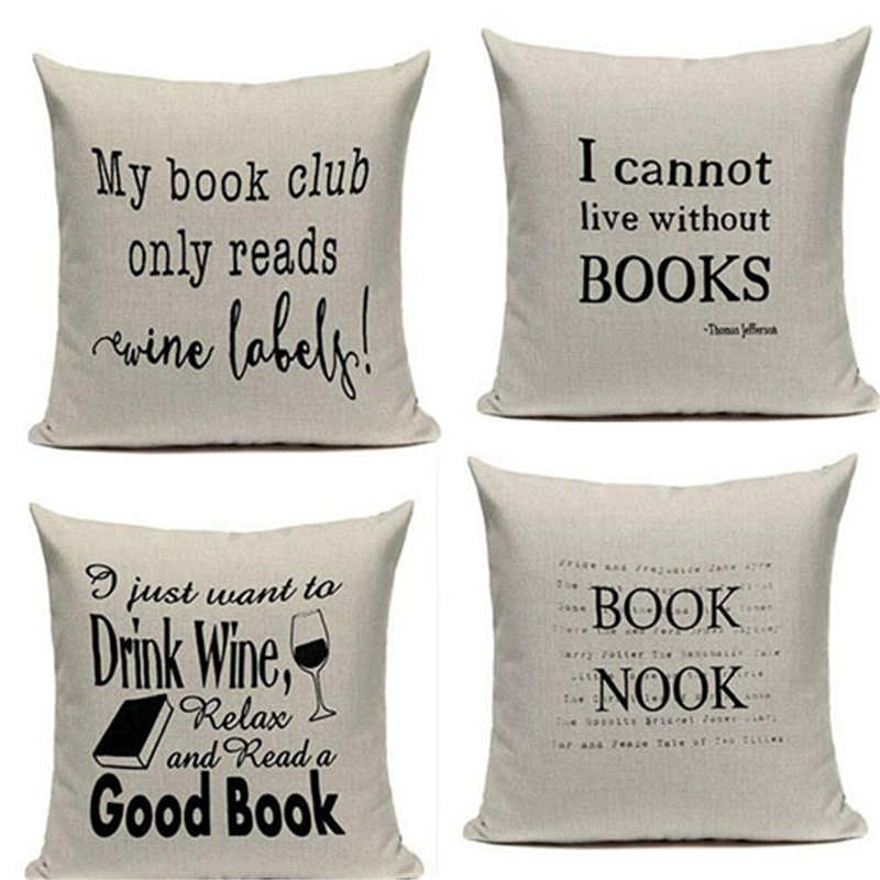 

Letter Pillow Cover Cotton Linen Pillowcase Chair Seat Home Gifts Single Sides Printing Pillow Case, 10