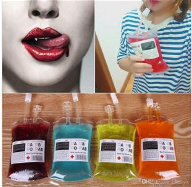 

350 ML Blood Juice Energy Drink Bag Halloween Event Party Supplies Pouch Props Vampires Reusable Package Bags Halloween Decoration c258