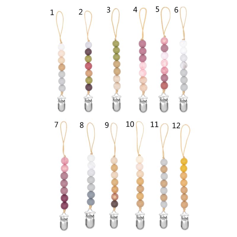 

Dummy Clips Baby Boys Girls Pacifier Chain Silicone Teething Relief Toys Beads Soothie Pacifier Holder Clips Baby Shower Gift 20