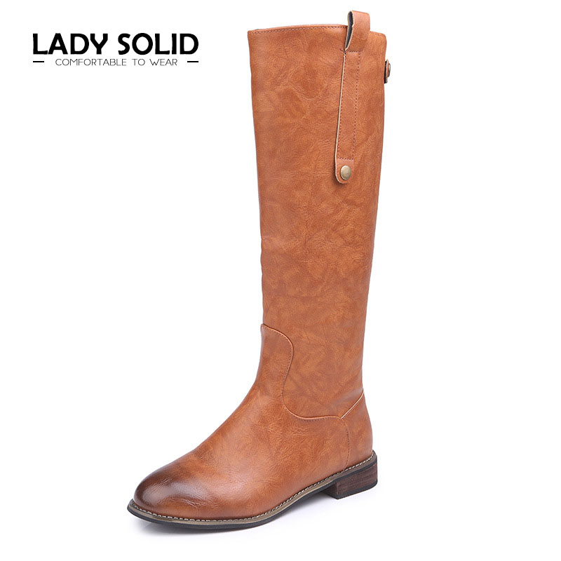 

pu leather women's boots 35~43 fashion spring 2018 women high boots #C1588, Black