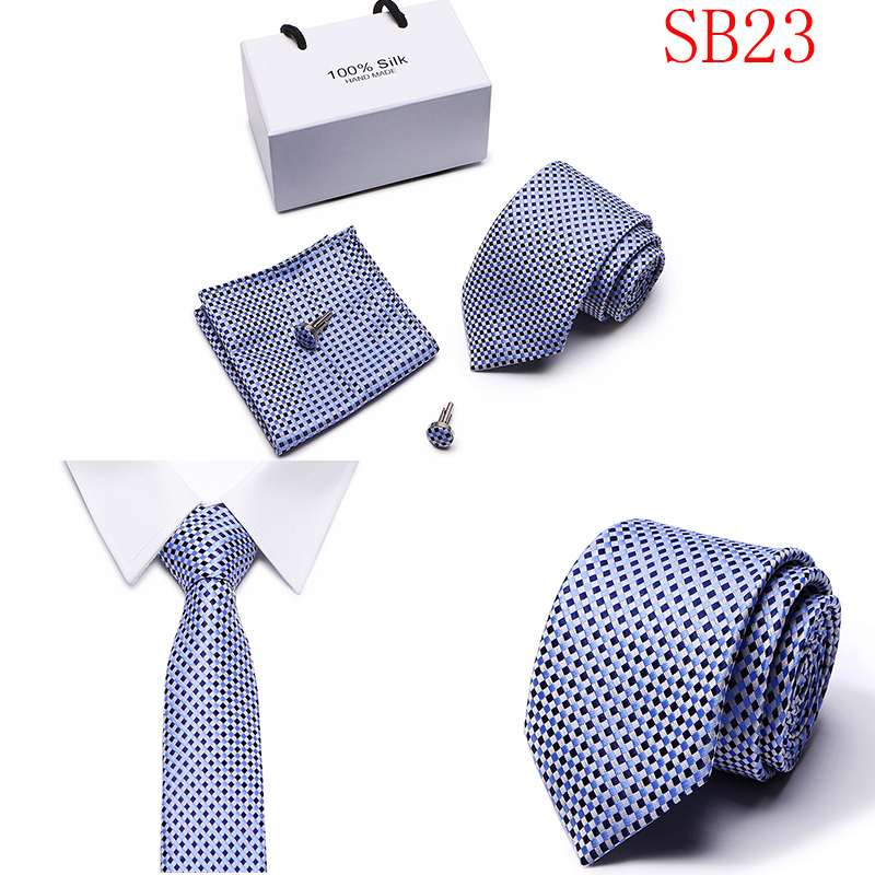 Hot Classique Plaids bleu blanc Jacquard Tissé 100% Soie Hommes Cravate Cravate Hot Classique Plaids bleu blanc Jacquard Tissé 100% Soie Hommes Cravate Cravate