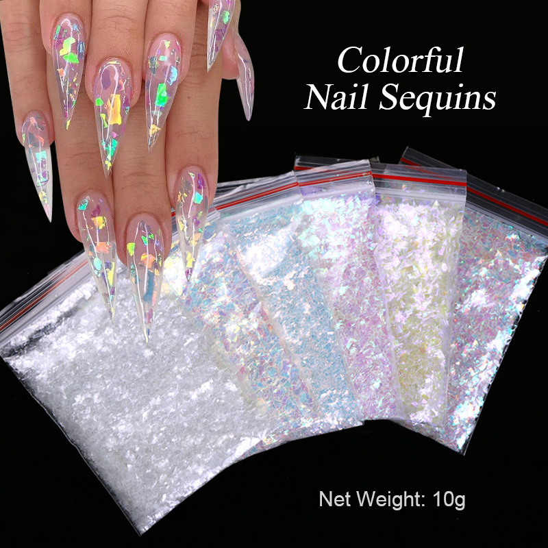 

1 Bag Nail Art Colorful Flakes Holographics Irregluar Nail Sequins Decoration Design Sticker Symphony bags with sequins