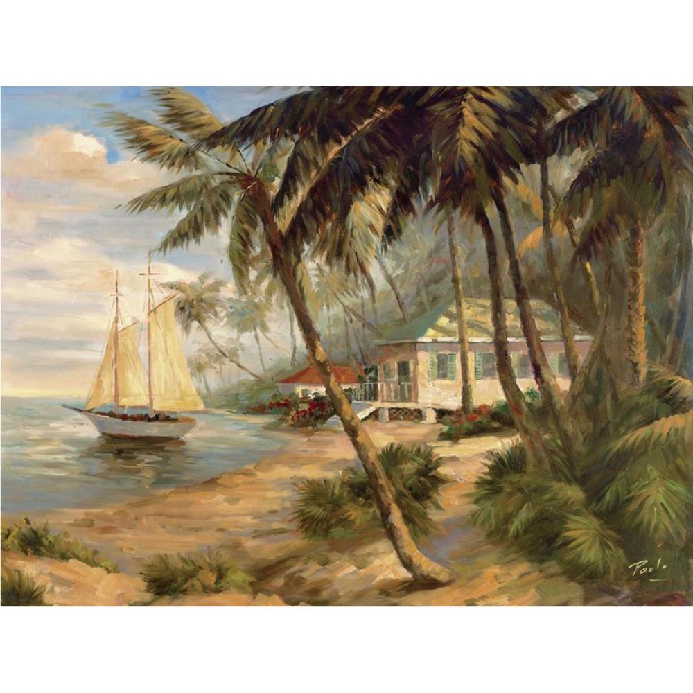 

Canvas art oil paintings modern Landscapes Key West Hideaway colorful Handmade artwork wall decor
