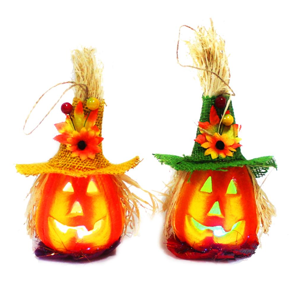 

2Pcs Cute Halloween Light Up Jack Pumpkin Flashing Lantern Decorative Foam Halloween Props Great Haunted House Decorat