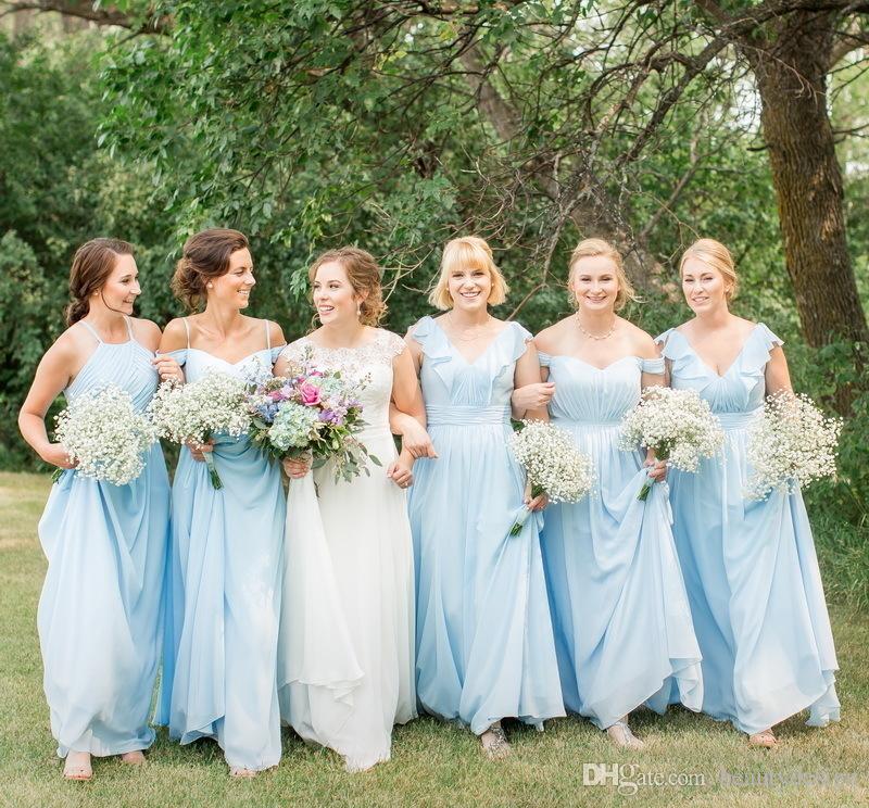 light blue beach bridesmaid dresses