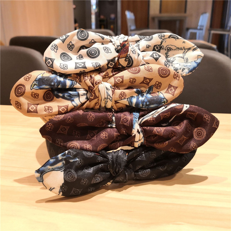 

Bow Wave Point Hairbands Spring Summer Hair Accessories Women Head Wrap Korean Cloth Fabric British College Style Turban Headband Hair Bands, Silver