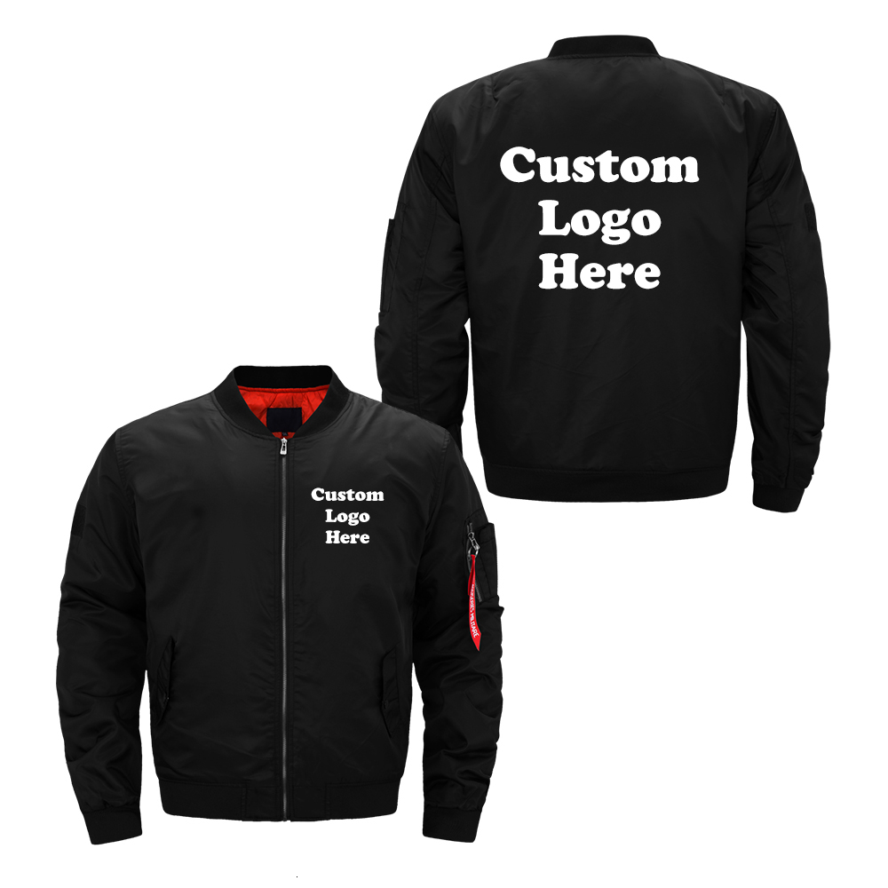 

US Size Custom Logo Design Men Flying Jacket DIY Printing Zipper Coat Thicken Jacket Unisex Outerwear LY191206, B lu