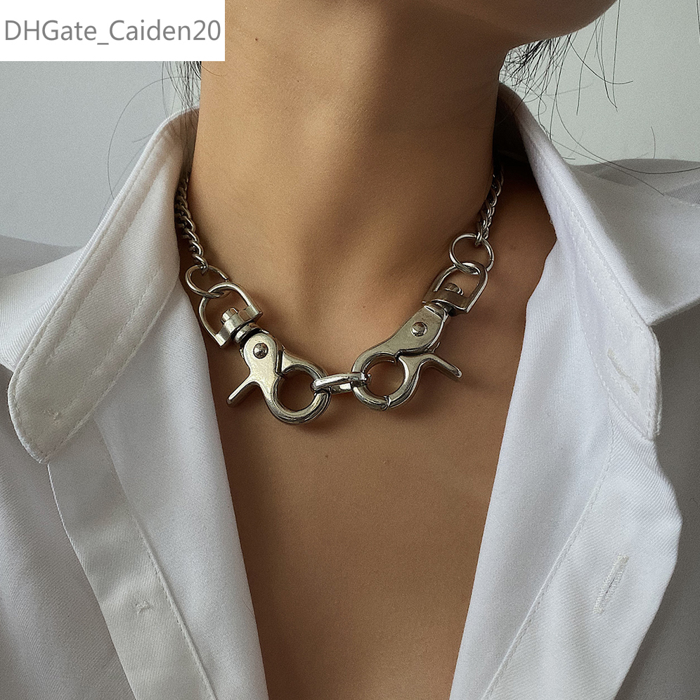 

Punk Gothic Silver Color Short Choker Necklace For Women Men Hip Hop Exaggerated Clavicle Collar Necklaces Jewelry