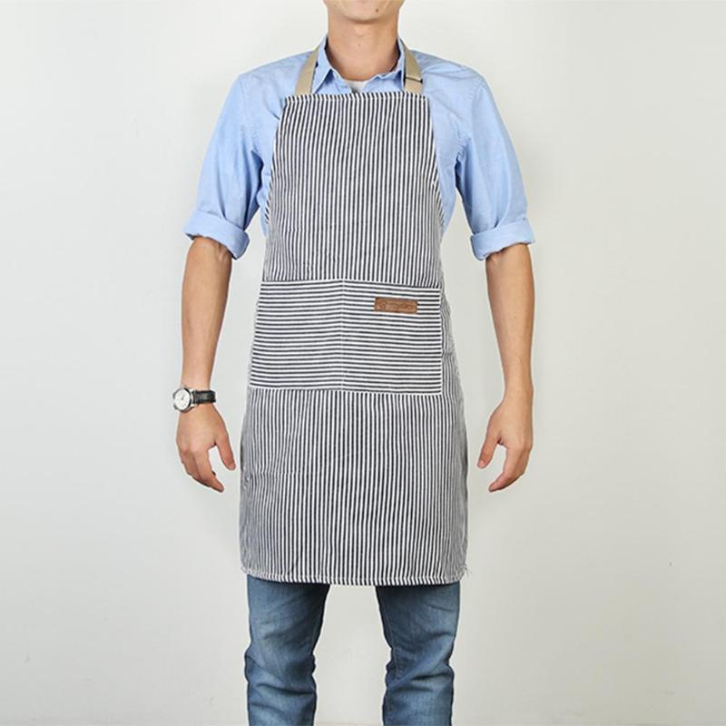 

Stripes Apron Adjustable Cotton Canvas Cooking Baking Kitchen Home Supply