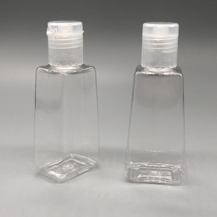 Bouteille de désinfectant pour les mains en gel jetable trapézoïdale de 30 ml Mini bouteille vide en plastique de voyage avec bouchon à rabat maq