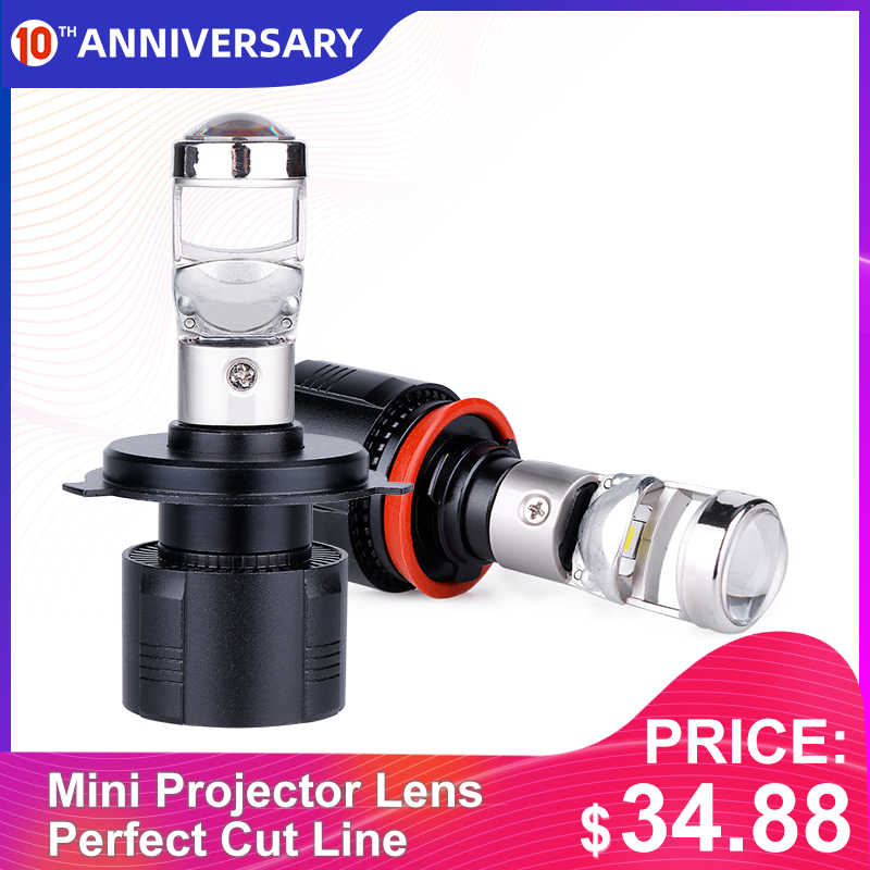 

Carlitek Mini Projector Lens LED H4 H7 Car Headlight Kit H11 H8 HB3 9005 HB4 9006 Motocycle Fog lights Beam 6000K 12V 12000LM
