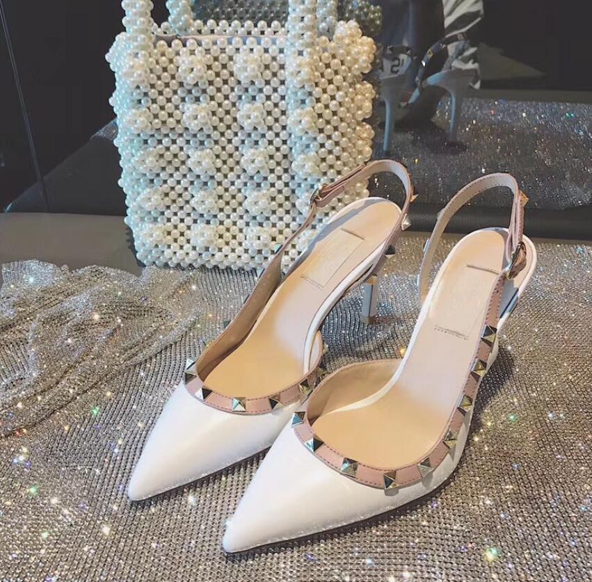 

Fashion- women pumps Casual Designer Gold matt leather studded spikes slingback high heels shoes, 01