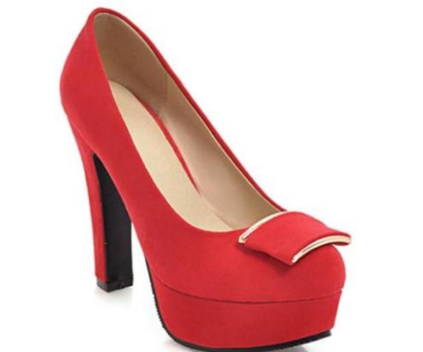 

Free send 2018 spring and Autumn new style round head suede rough heel High-heeled women Single shoes, Beige