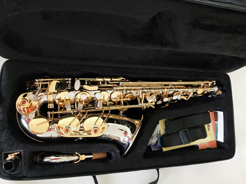 New Alto Saxophone Brand NEW A-WO37 E-Flat music Best quality Silver plating Gold Key Professional Sax-image-495119324
