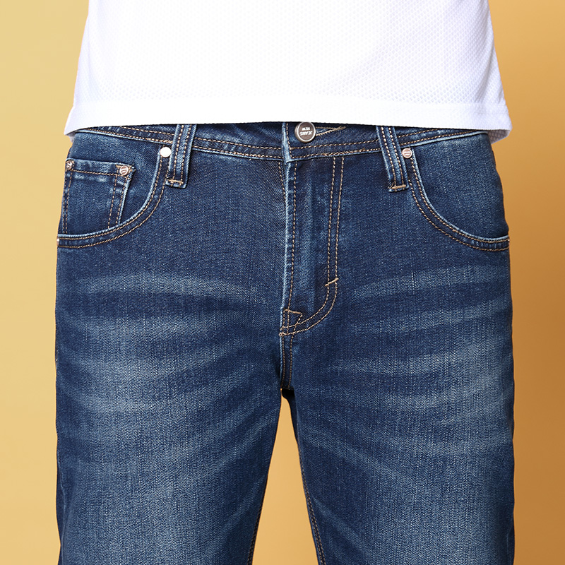 

Men Business style Slim fit Stretch Cotton Straight Jeans classic vintage Solid casual Jogger Denim Trousers Plus Size, Black