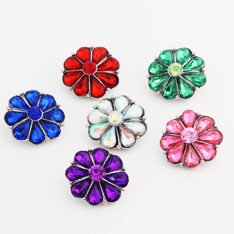

Wholesale 047 flower 3D 18mm 25mm Metal Snap Button For Bracelet Necklace Interchangeable Jewelry Women Accessorie Findings