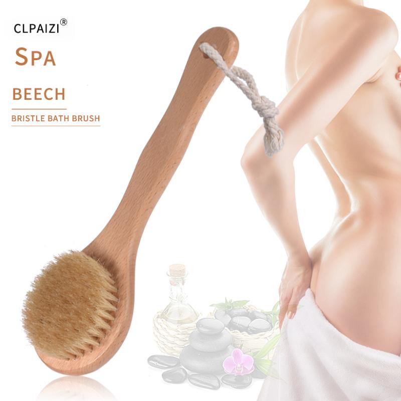 

CLPAIZI Natural Bristle Bath Brush Promote Blood Circulation Body Dry Brush Shower Wooden Body Massage Bath Brushes D30
