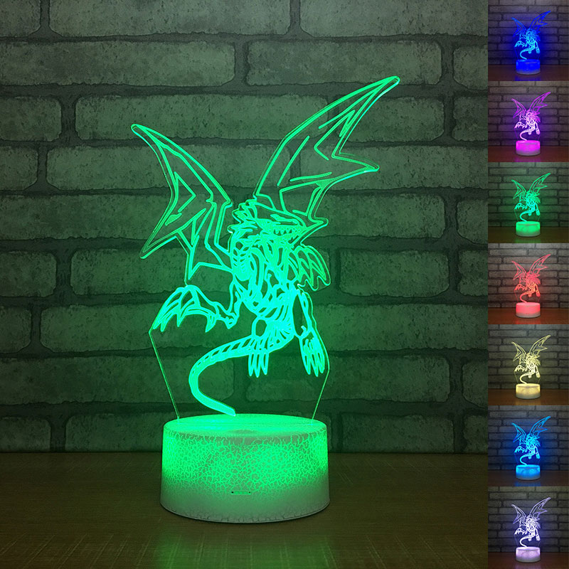 

Yu Gi Oh Blue-Eyes White Dragon 3D Table Lamp Touch Control 7 Colors Changing Acrylic Night Light USB Decorative Kids Gifts