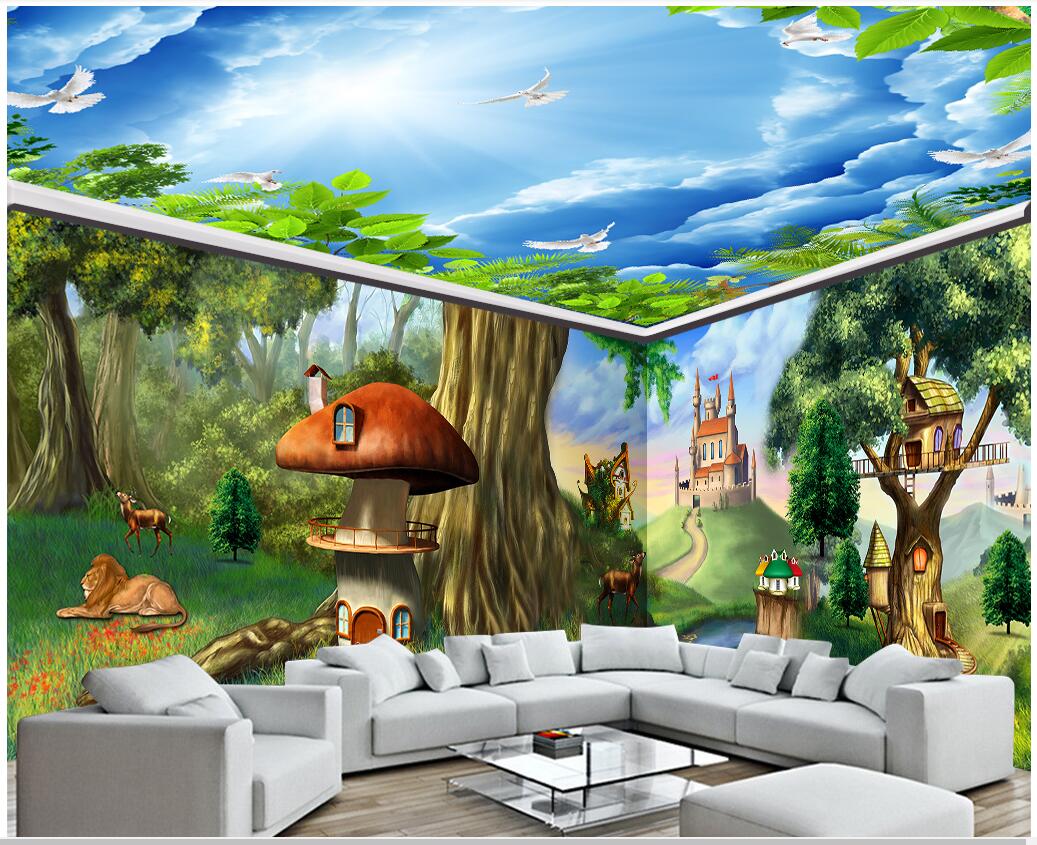 

3d wallpaer custom mural photo Fantasy fairytale forest animal castle full background wall home decor 3d wall murals wallpaper for walls 3 d, Customize