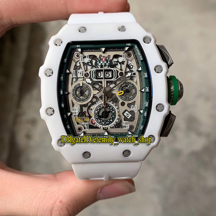 

R Best version RM 11-03 Y-TZP Ceramic Case Skeleton Dial Japan Miyota Automatic RM11-03RG Mens Watch Rubber Strap Luxury Designer Watches, Box