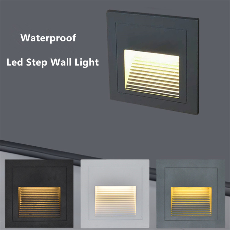 

Outdoor 3W Led Stair Step Light Waterproof Recessed Wall Corner Light LED Footlight For Landscape Pathway stairway AC85~265V