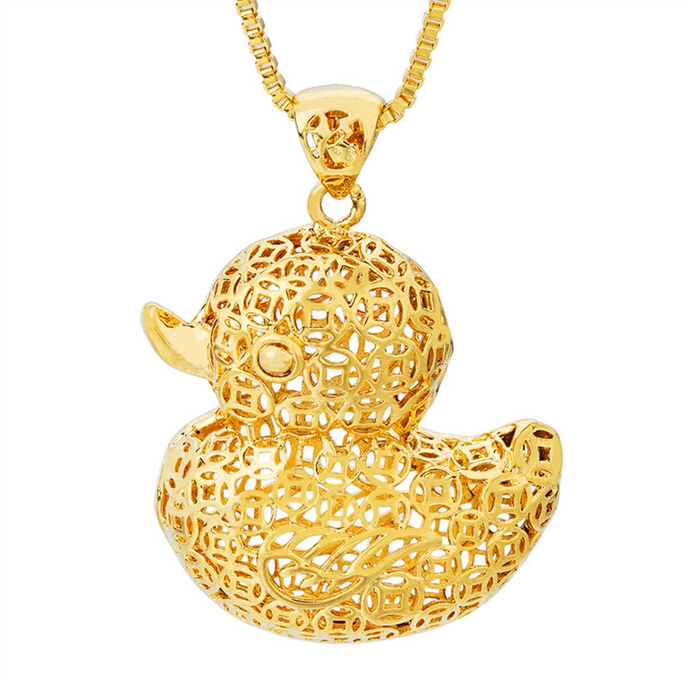 Vivid Hollow Duck Shaped Pendant Chain 18K Yellow Gold Filled Classic Womens Girls Pendant Necklace Gift-image-497732992