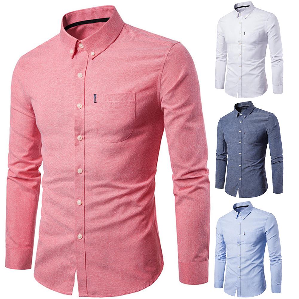 

Januarysnow Spring Long Sleeve Formal Shirt For Men Solid Slim Basic Turn-down Collar Business Dress Shirts Camisas Masculina Camisas Hombre, Orange