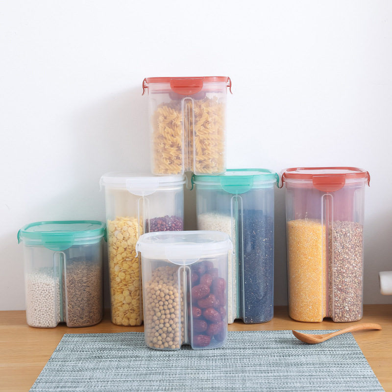 

Large-capacity Storage Tank Plastic Storage Box Stackable Dry Goods Sealed Kitchen Bottle Household