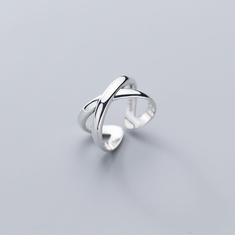 

Cluster Rings 925 Sterling Silver Minimalism Cross Shape Ring Open Adjustable Jewelry Gift For Women Ladies Student