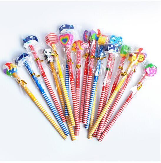 

2.0mm HB wood lovely animal pencils with rubber eraser office gift products whoesale