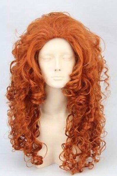 

FREE SHIPPING+ + NEW Brave Merida New Long Orange Wavy Cosplay Party Synthetic Wig
