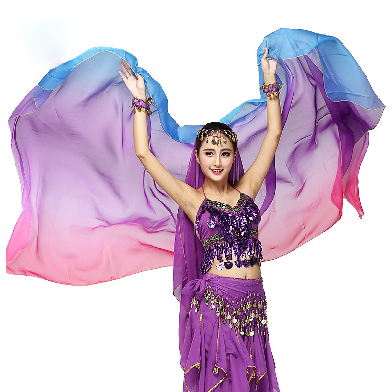 

Stage Performance Belly Dancing Wear Dance Accessories Scarf Light Texture Shawls Women Belly Dance Veils Rectangle, Green blue purple