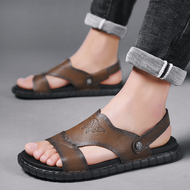 

piel sandales mountain sandals s sandal sandalias male praia rubber homens casual sport hollow dress cuero sandale 39 sandalet, Black