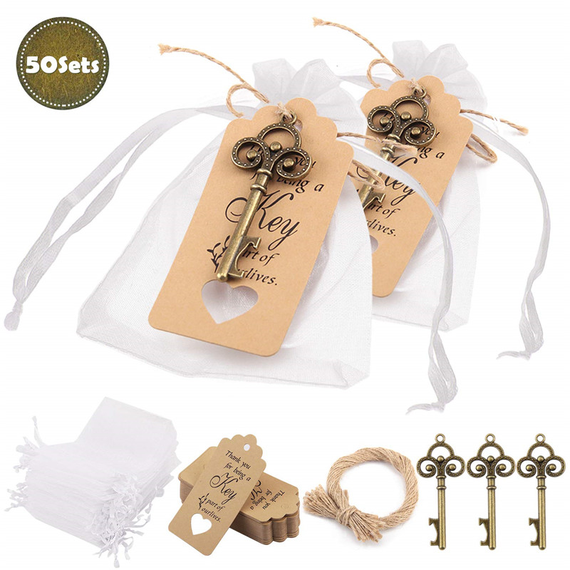 

50 Set Bar Winebottle Opener Kids Candy Box Organza Bag Hotel Wedding Party Gift