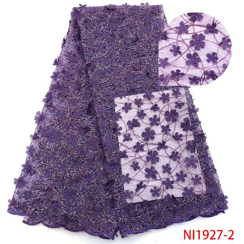 

2020 Nigerian Lace Fabric High Quality African 3D Applique Lace Fabric French Tulle Net Laces for Women White KSNI1927-2