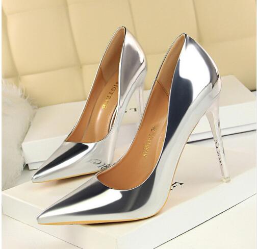 

BIGTREE New Patent Leather Wonen Pumps Fashion Office Shoes Women Sexy High Heels Shoes Women's Wedding Shoes Party, Black