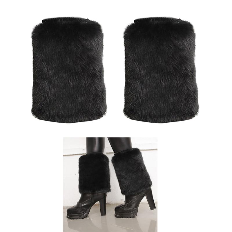 

Ladies Solid Faux Fur Leg Warmer Winter Boots Shoes Cuff Sleeve Topper, Black