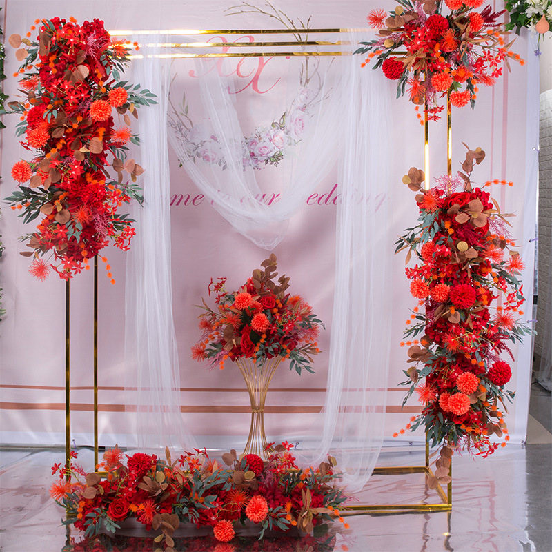 

100cm 9 colors DIY wedding flower wall arrangement supplies silk peonies rose artificial flower row decor wedding iron arch backdrop, Customize