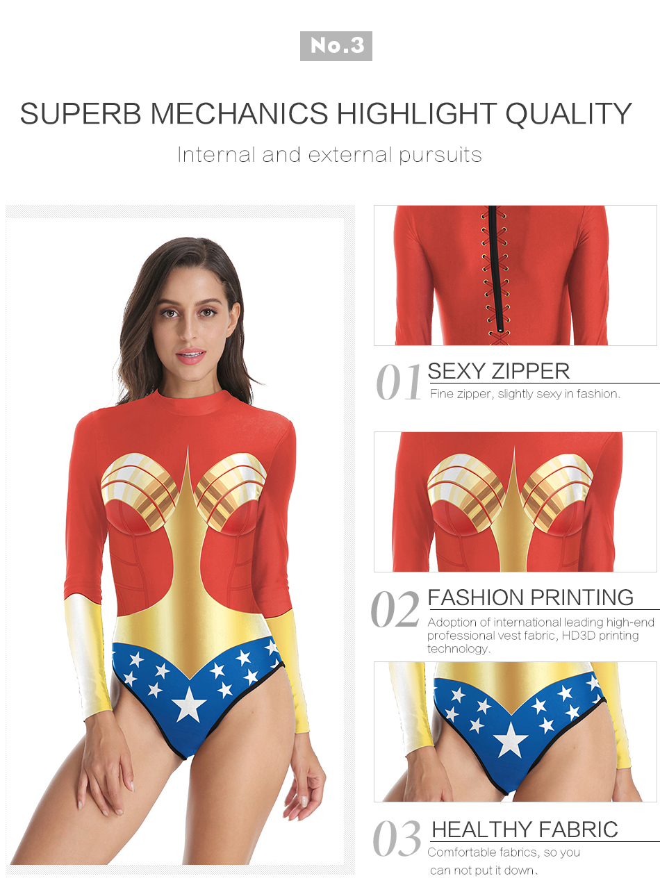 Compra Traje De Baño Atractivo De Las Mujeres Del Traje De Baño Mujer  Maravilla Loog Manga Del Juego De Nadada Del Traje De Baño De Una Pieza Con  Cremallera Para Las Mujeres