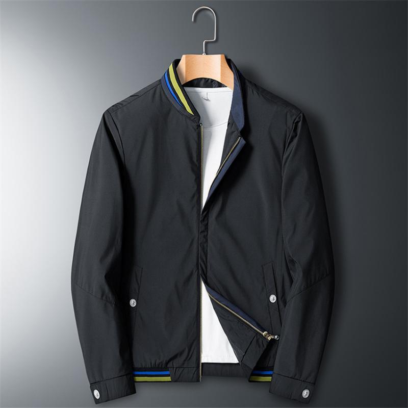 

Autumn Men Jacket Coats Solid Color High Quality Jackets Stand Collar Men Business Casual Jacket Clothing Male Outwear, Black 510