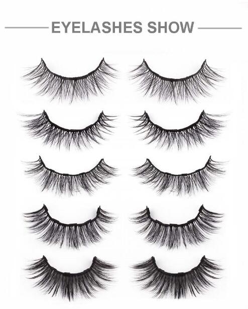 Newest natural magnetic eyelashes set 5 pairs different models with liquid magnet eyeliner + tweezer non-glue fake lashes drop shipping-image-530130092