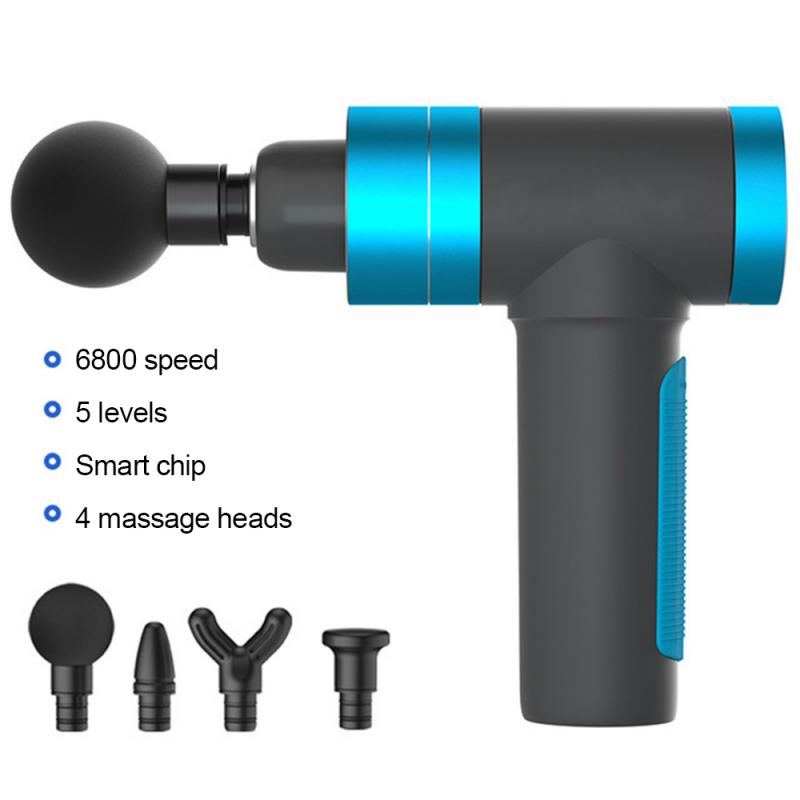 

6800RPM Massage Gun Deep Percussion Massager Muscle Vibrating Relaxing + 4 Heads Muscle Massager Sports Recovery Massage Gun