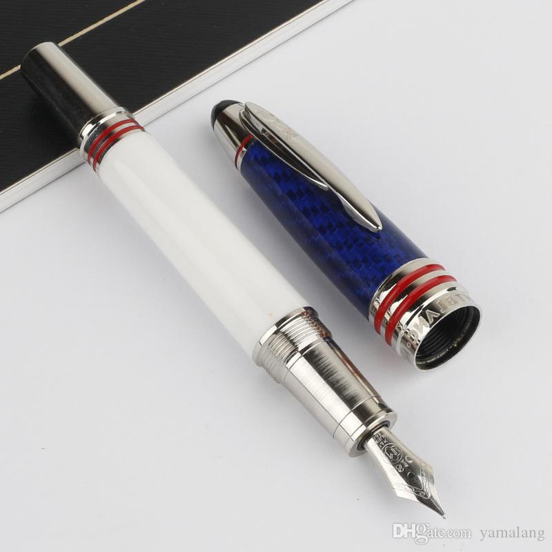 

Luxury High Quality carbon fibra Blue Fountian pen Rolelrball pen Ballpoint pen with carving brand pens @yamalan