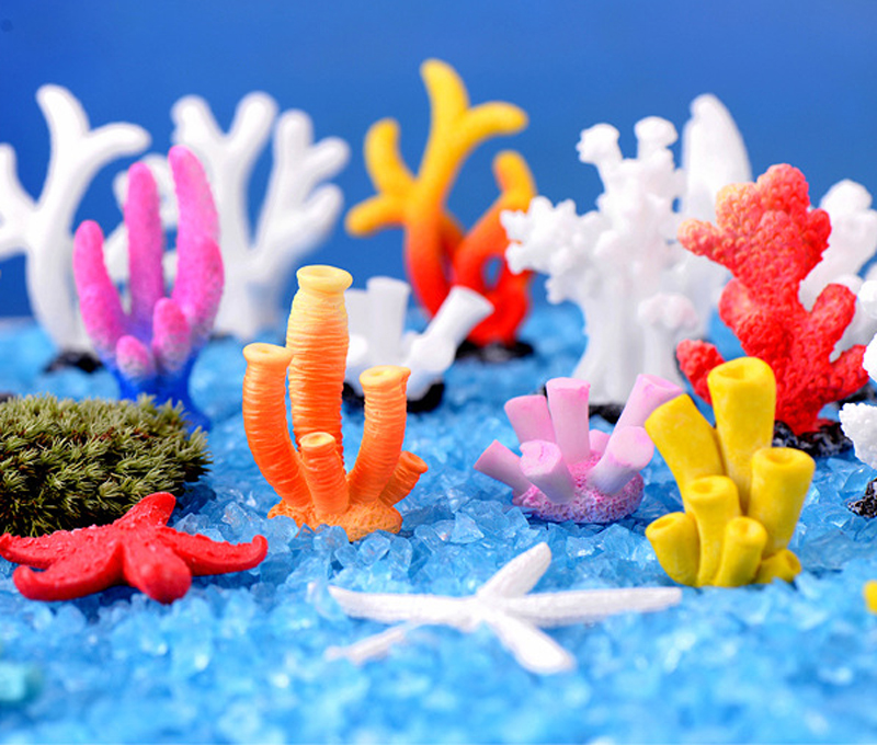 

6pcs Resin coral miniature figurines terrarium bonsai resin craft fairy garden gnome Micro Landscape Cake decoracion jardin