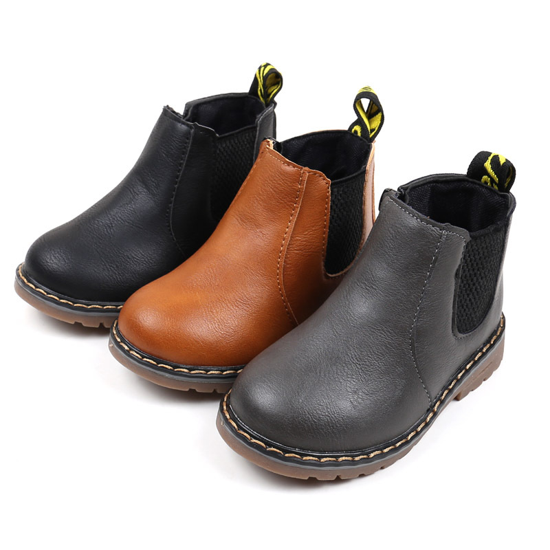 Filles Noir École Bottes Haute Cheville Paillettes Bottes d/'hiver avec fermeture éclair latérale enfant taille
