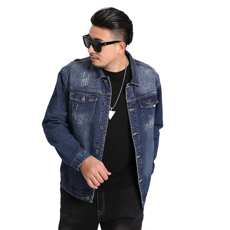 

Spring and autumn men' denim jacket fashion men' bomber jacket Slim lapel denim large size -7XL, Black